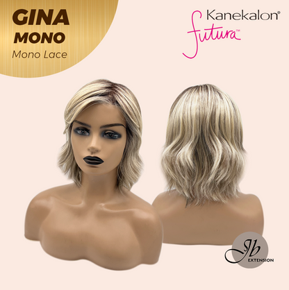 JBEXTENSION GINA MONO Full Monofilament Handmade Full Lace Full Hand Tied Wig 12 Inches Mix Blonde Mono Lace Handmade Futura Fiber Wig with Anti-slip Silicone Strips Glueless Wig GINA MONO【BENDY EAR TABS】