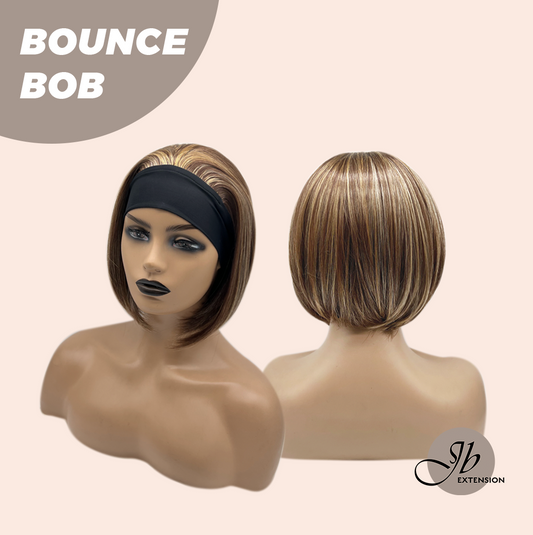 JBEXTENSION 10 Inches Bob Cut Honey Chestnut Balayage Headband Wig BOUNCE BOB