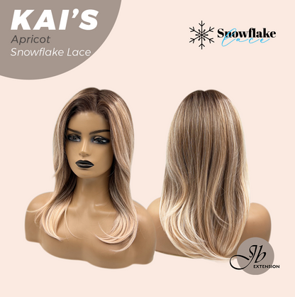 JBEXTENSION 18 Inches Apricot Pre-Cut Snowflake Lace Frontlace Glueless Wig KAI'S APRICOT【PERMATEASE】【BENDY EAR TABS】- M/L