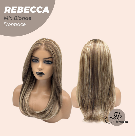 JBEXTENSION 20 Inches Long Mix Blonde Women Pre-Cut Frontlace Glueless Wig REBECCA MIX BLONDE