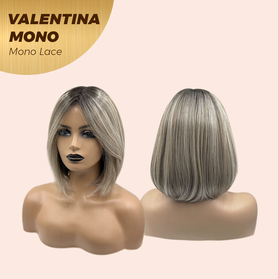 [FINAL SALE] JBEXTENSION VALENTINA MONO Monofilament Handmade Wig 6X5 Full Monofilament Hand Tied Top Wig 12 Inches Ombre Brown Full Mono Lace Wig With Anti-slip Silicone Strips Glueless Wig VALENTINA MONO【BENDY EAR TABS】
