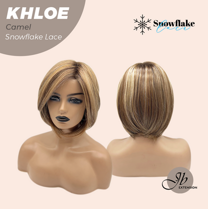 [FINAL SALE] JBEXTENSION 12 Inches Bob Cut Camel Pre-Cut Snowflake Lace Frontlace Glueless Wig KHLOE CAMEL【PERMATEASE】【BENDY EAR TABS】- M/L