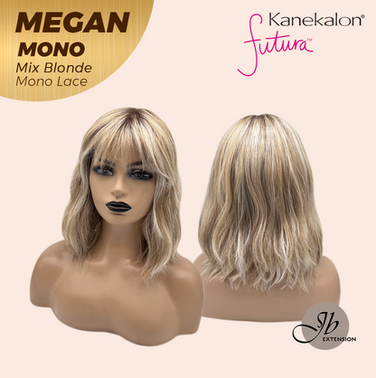 JBEXTENSION MEGAN MONO Full Monofilament Handmade Full Lace Full Hand Tied Wig 13 Inches Mix Blonde Mono Lace Handmade Futura Fiber Wig with Anti-slip Silicone Strips Glueless Wig MEGAN MONO - MIX BLONDE【BENDY EAR TABS】