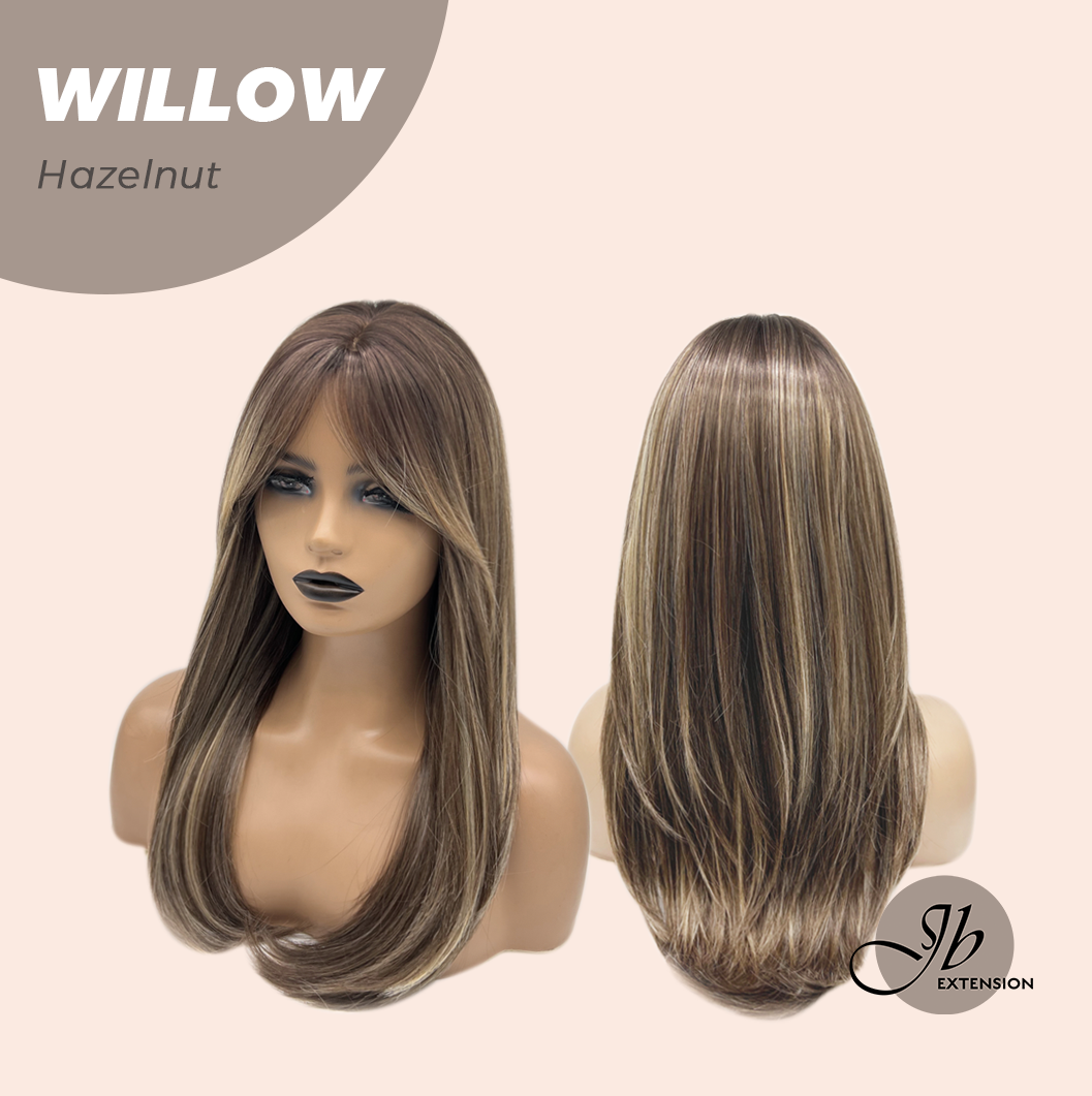JBEXTENSION 22 Inches Natural Style Hazelnut Wig with Wispy Bangs WILLOW HAZELNUT