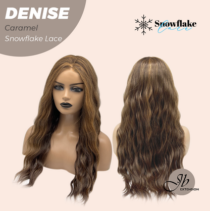 JBEXTENSION 24 Inches Caramel Wave Pre-Cut Snowflake Lace Frontlace Glueless Wig DENISE CARAMEL【PERMATEASE】【BENDY EAR TABS】- M/L