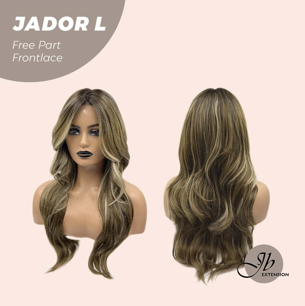 [FINAL SALE] JBEXTENSION 24 Inches Blonde Highlight Curly Lace Front Wig.Pre Plucked 13*4 HD Transparent Lace Frontal Handmade Futura Fiber Swiss Lace Synthetic Fiber Pre-Cut Lace Glueless Wig JADOR L