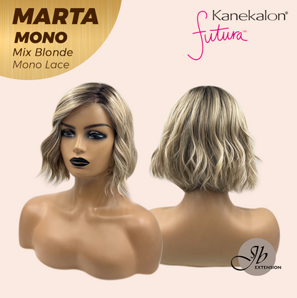[FINAL SALE] JBEXTENSION MARTA MONO MIX BLONDE Monofilament Handmade Wig 6X5 Full Monofilament Hand Tied Top Wig 10 Inches Mix Blonde Mono Lace Handmade Futura Fiber Wig With Anti-slip Silicone Strips Glueless Wig MARTA MONO MIX BLONDE【BENDY EAR TABS】