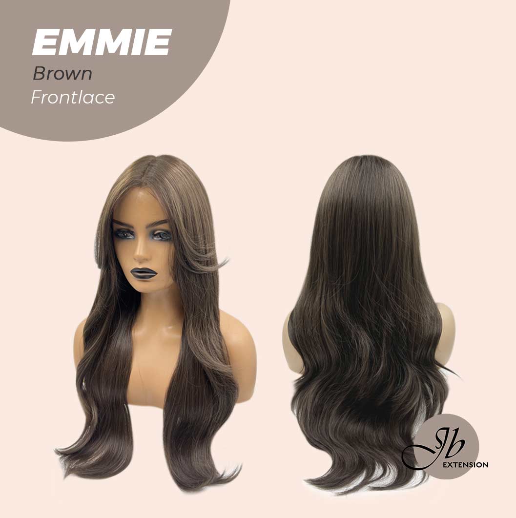 JBEXTENSION 26 Inches Curly Women Cold Brown Wig Pre-Cut Frontlace Glueless Wig EMMIE BROWN