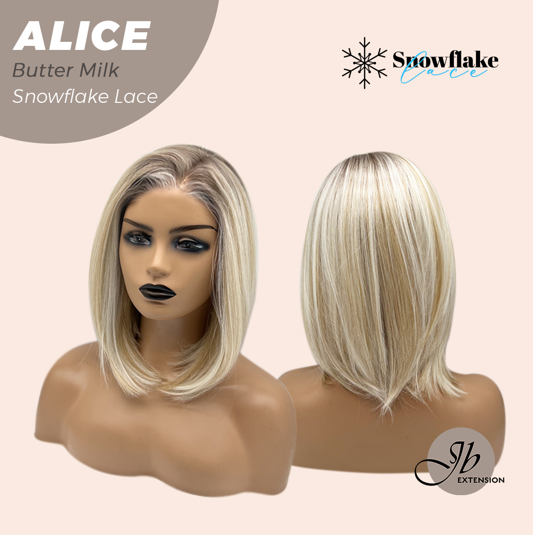 JBEXTENSION 12 Inches Butter Milk Pre-Cut Side Part Snowflake Lace Frontlace Glueless Wig ALICE BUTTER MILK【BENDY EAR TABS】- M/L