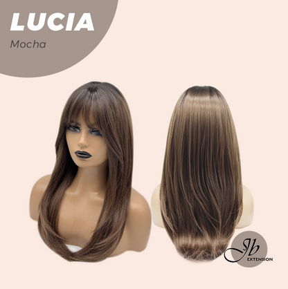 JBEXTENSION 21 Inches Natural Style Mocha Wig with Bangs LUCIA MOCHA