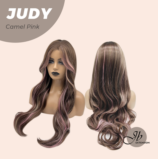 JBEXTENSION 26 Inches Long Curly Camel Pink Wig JUDY CAMEL PINK
