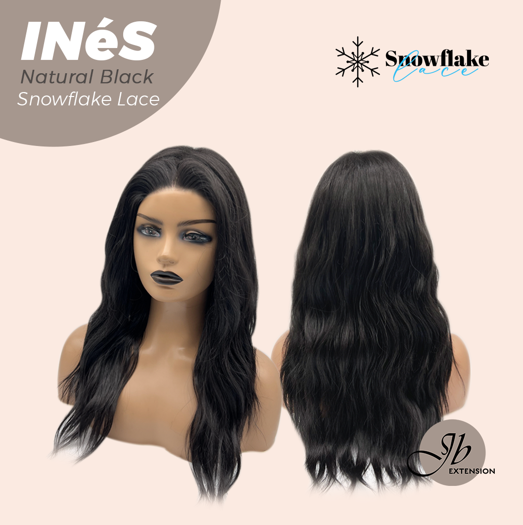 JBEXTENSION 22 Inches Natural Black Pre-Cut Snowflake Lace Frontlace Glueless Wig INéS NATURAL BLACK【PERMATEASE】【BENDY EAR TABS】- M/L