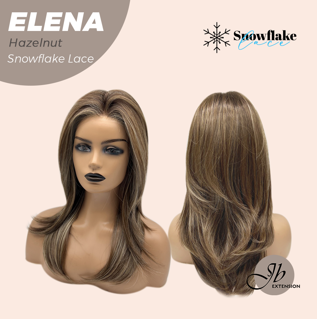 [FINAL SALE] JBEXTENSION 18 Inches Hazelnut Pre-Cut Snowflake Lace Frontlace Glueless Wig ELENA HAZELNUT【PERMATEASE】【BENDY EAR TABS】- M/L