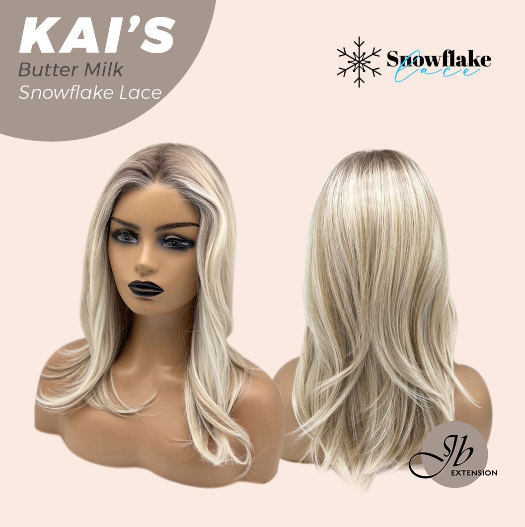 JBEXTENSION 18 Inches Butter Milk Pre-Cut Snowflake Lace Frontlace Glueless Wig KAI'S BUTTER MILK【PERMATEASE】【BENDY EAR TABS】- M/L