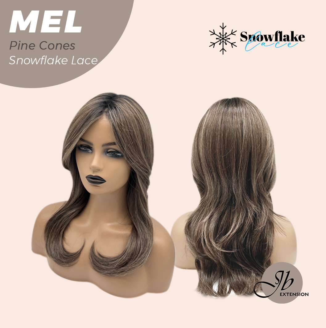JBEXTENSION 20 Inches Pine Cones Curly Pre-Cut Snowflake Lace Frontlace Glueless Wig MEL PINE CONES【PERMATEASE】【BENDY EAR TABS】- M/L