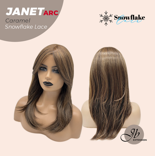 JBEXTENSION 19 Inches Caramel Pre-Cut Arc Snowflake Lace Frontlace Glueless Wig JANET CARAMEL