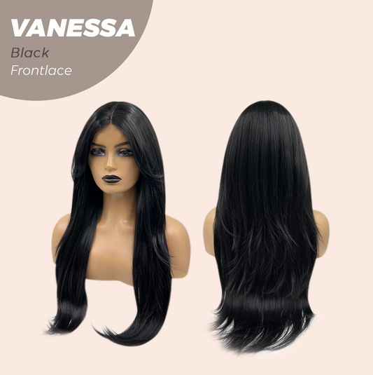 [FINAL SALE] JBEXTENSION 26 Inches Curly Black Pre-Cut Frontlace Wig VANESSA BLACK