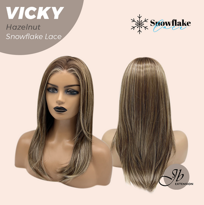 [FINAL SALE] JBEXTENSION 20 Inches Hazelnut Pre-Cut Snowflake Lace Frontlace Glueless Wig VICKY HAZELNUT【PERMATEASE】【BENDY EAR TABS】- S/M