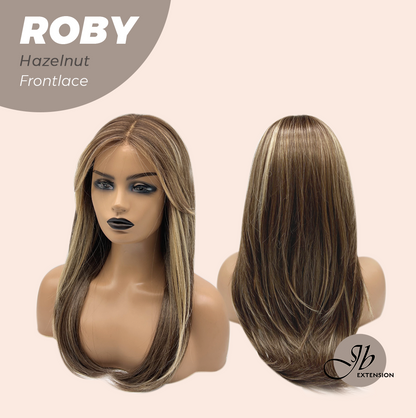 HOT OF SEASON - 22 Inches Hazelnut Blonde Highlight Women Pre-Cut Frontlace Glueless Wig ROBY HAZELNUT