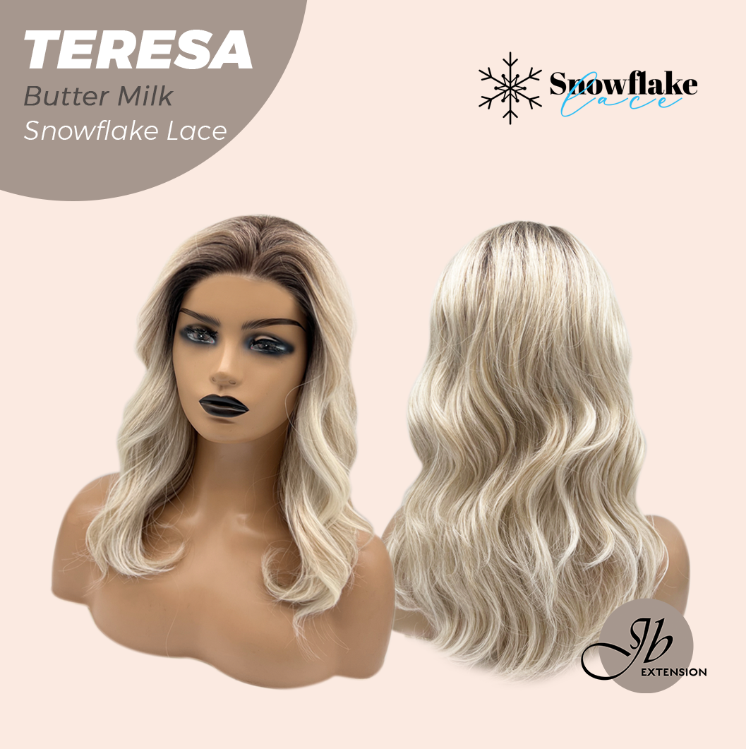 JBEXTENSION 18 Inches Butter Milk Pre-Cut Snowflake Lace Frontlace Glueless Wig TERESA BUTTER MILK【PERMATEASE】【BENDY EAR TABS】- M/L