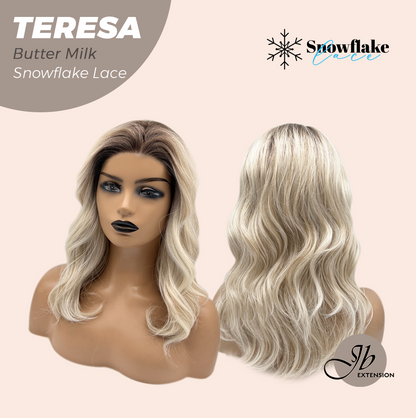 JBEXTENSION 18 Inches Butter Milk Pre-Cut Snowflake Lace Frontlace Glueless Wig TERESA BUTTER MILK【PERMATEASE】【BENDY EAR TABS】- M/L