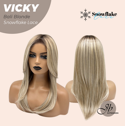 [FINAL SALE] JBEXTENSION 20 Inches Bali Blonde Pre-Cut Snowflake Lace Frontlace Glueless Wig VICKY BALI BLONDE【PERMATEASE】【BENDY EAR TABS】- M/L