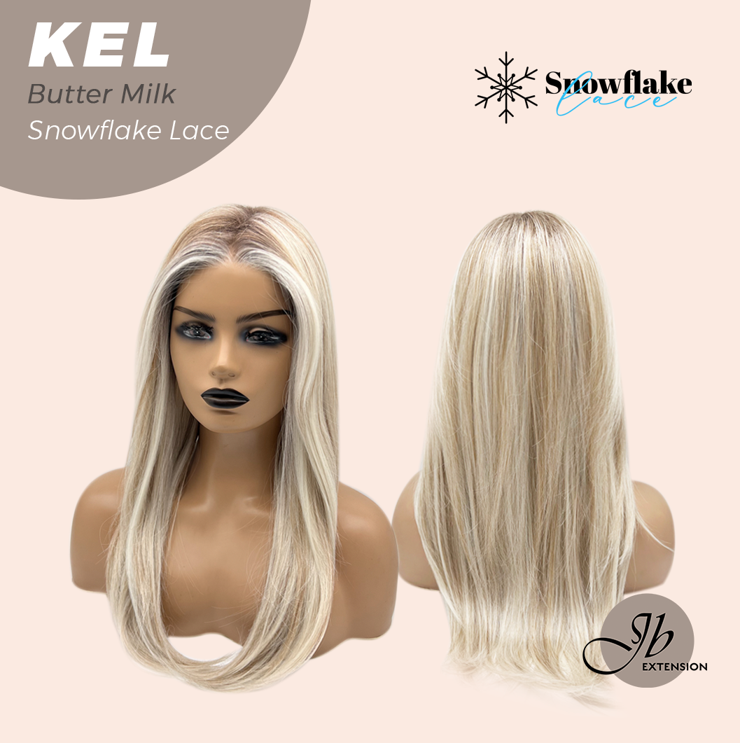 JBEXTENSION 22 Inches Butter Milk Pre-Cut Snowflake Lace Frontlace Glueless Wig KEL BUTTER MILK【PERMATEASE】【BENDY EAR TABS】- S/M