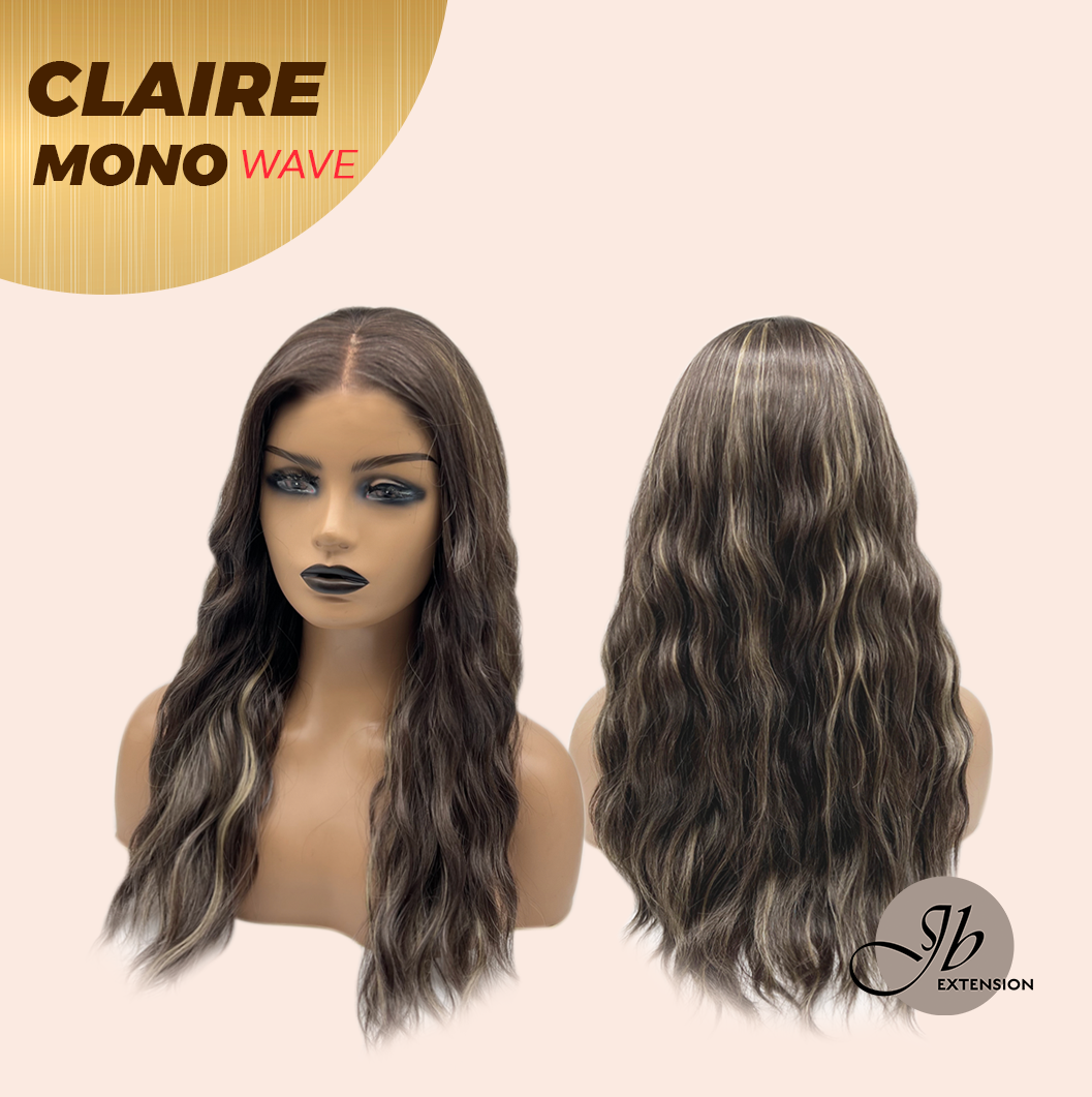 [FINAL SALE] JBEXTENSION CLAIRE MONO WAVE Partial Monofilament Wig 22 Inches Brown With Highlight Partial Mono Lace Glueless Wig CLAIRE MONO-WAVE【BENDY EAR TABS】