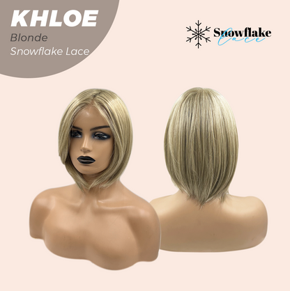 JBEXTENSION 12 Inches Bob Cut Blonde Pre-Cut Snowflake Lace Frontlace Glueless Wig KHLOE BLONDE【PERMATEASE】【BENDY EAR TABS】- M/L