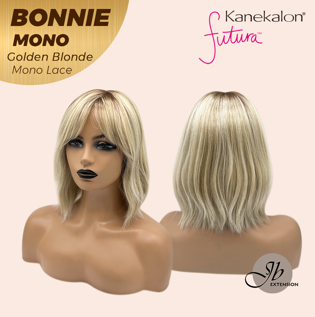 JBEXTENSION BONNIE MONO Full Monofilament Handmade Full Lace Full Hand Tied Wig 12 Inches Golden Blonde With Dark Root Mono Lace Handmade Futura Fiber Glueless Wig BONNIE MONO GOLDEN BLONDE【BENDY EAR TABS】
