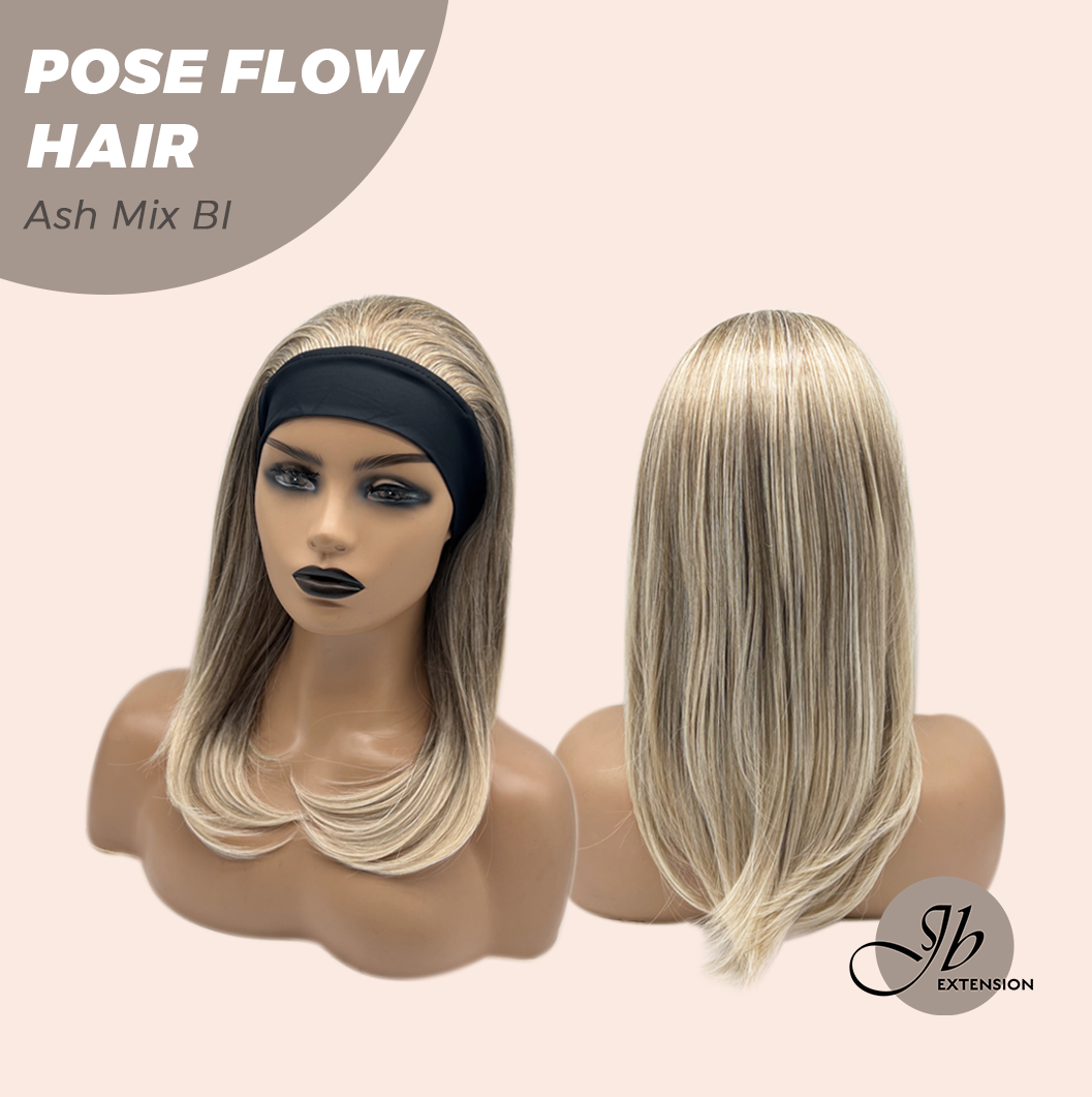 JBEXTENSION 18 Inches Ash Mix Blonde Headband Wig POSE FLOW HAIR - ASH MIX BLONDE