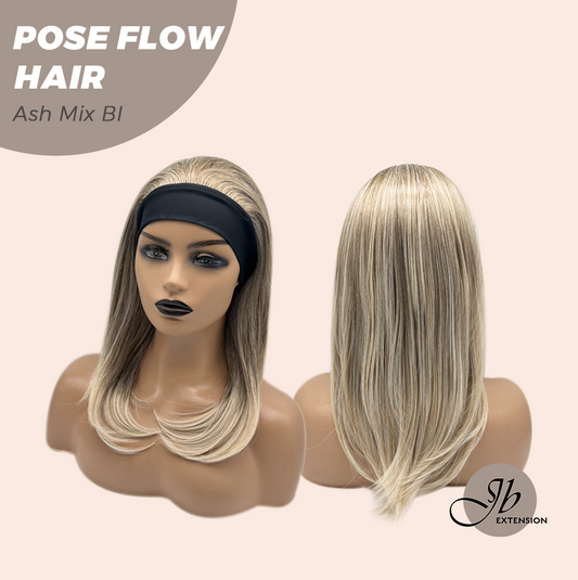 JBEXTENSION 18 Inches Ash Mix Blonde Headband Wig POSE FLOW HAIR - ASH MIX BLONDE