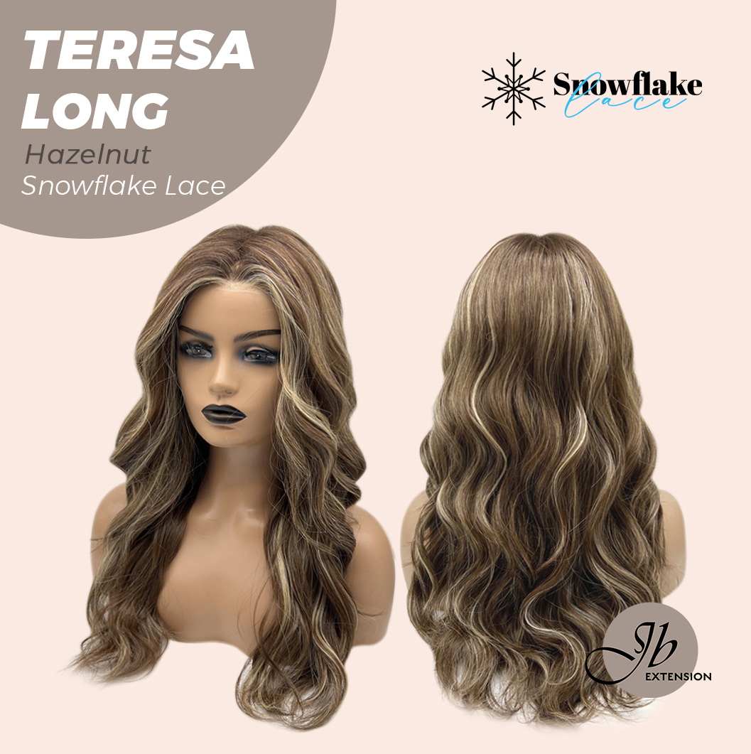 JBEXTENSION 22 Inches Long Hazelnut Pre-Cut Snowflake Lace Frontlace Glueless Wig TERESA LONG HAZELNUT【PERMATEASE】【BENDY EAR TABS】- S/M