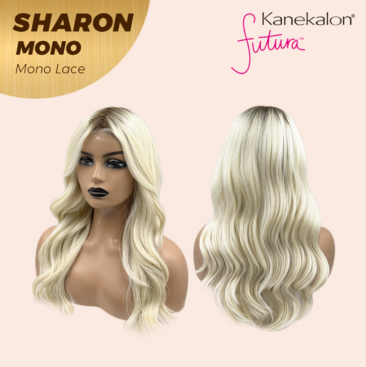 [FINAL SALE] JBEXTENSION SHARON MONO Monofilament Handmade Wig 6X5 Full Monofilament Hand Tied Top Wig 20 Inches Platinum Blonde With Dark Root Wave Mono Lace Wig With Anti-slip Silicone Strips Glueless Wig SHARON MONO【BENDY EAR TABS】