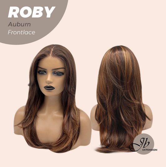 JBEXTENSION 22 Inches Auburn with Highlight Women Pre-Cut Frontlace Glueless Wig ROBY AUBURN