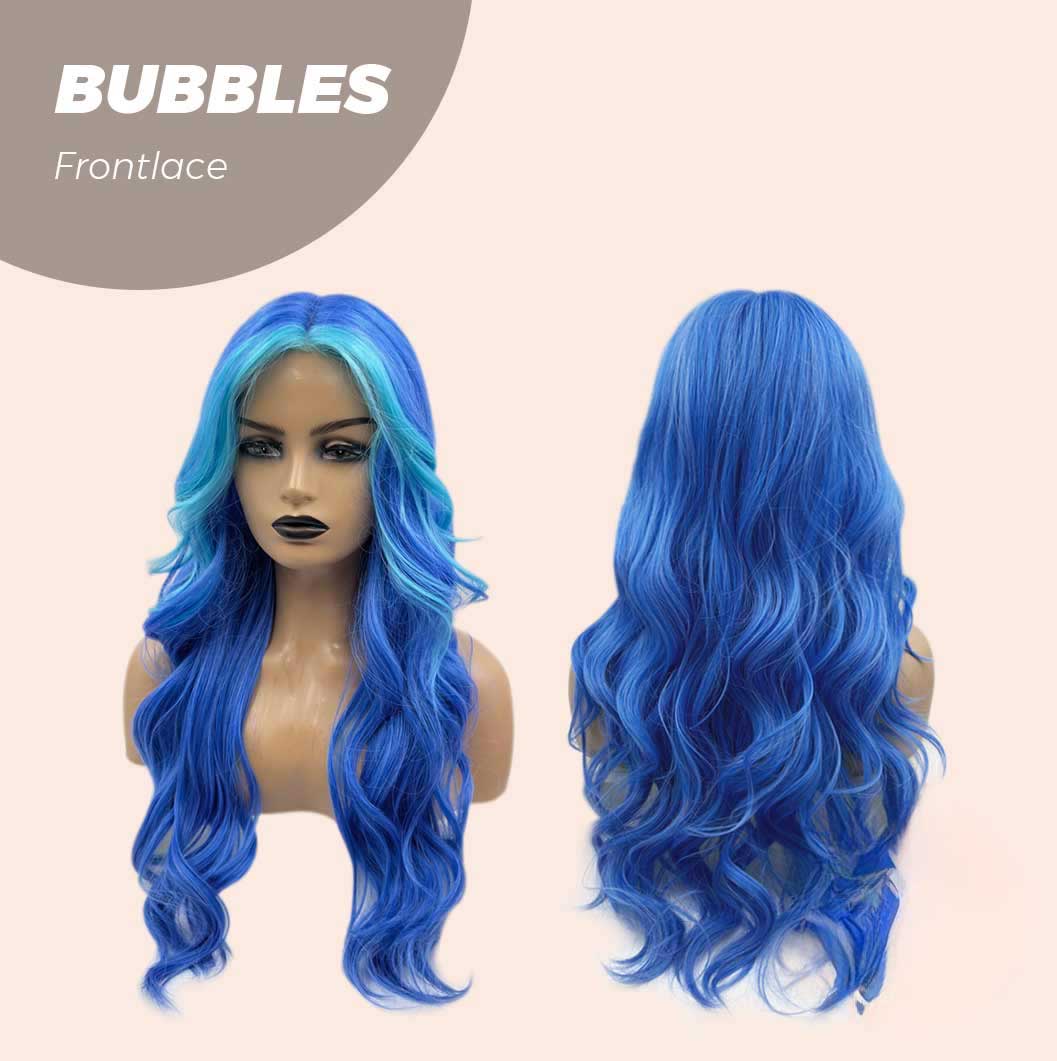 [FINAL SALE] JBEXTENSION 24 Inches Mix Blue Body Wave Pre-Cut Frontlace Glueless Wig BUBBLES
