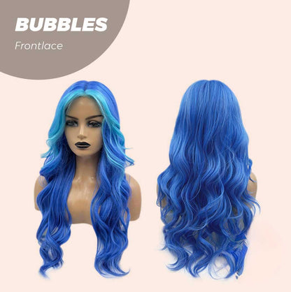 [FINAL SALE] JBEXTENSION 24 Inches Mix Blue Body Wave Pre-Cut Frontlace Glueless Wig BUBBLES