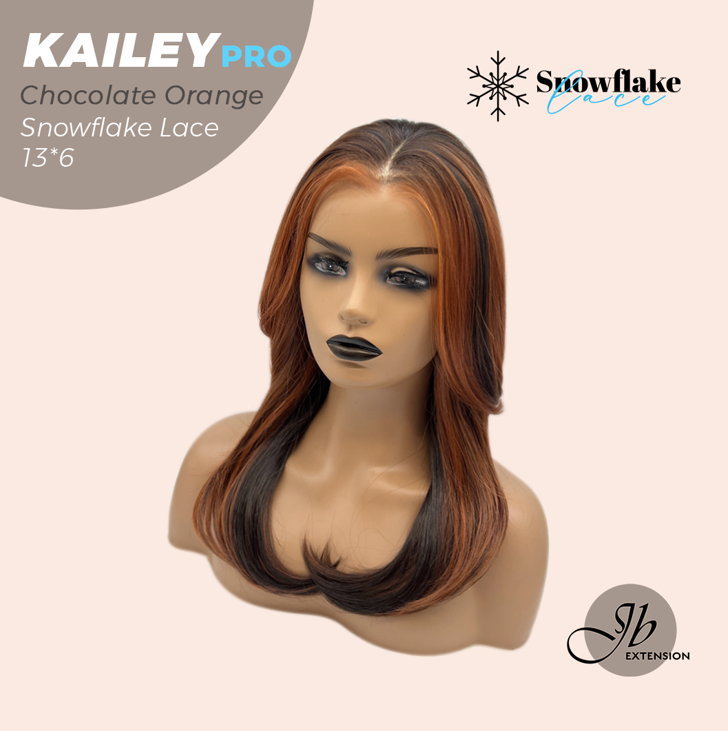 JBEXTENSION 20 Inches Chocolate Orange Pre-Cut 13X6 Free Part Snowflake Lace Frontlace Glueless Wig KAILEY PRO - CHOCOLATE ORANGE【BENDY EAR TABS】