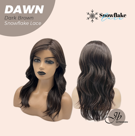 JBEXTENSION 19 Inches Curly Dark Brown Pre-Cut Side Part Snowflake Lace Frontlace Glueless Wig DAWN SNOWFLAKE - DARK BROWN【BENDY EAR TABS】