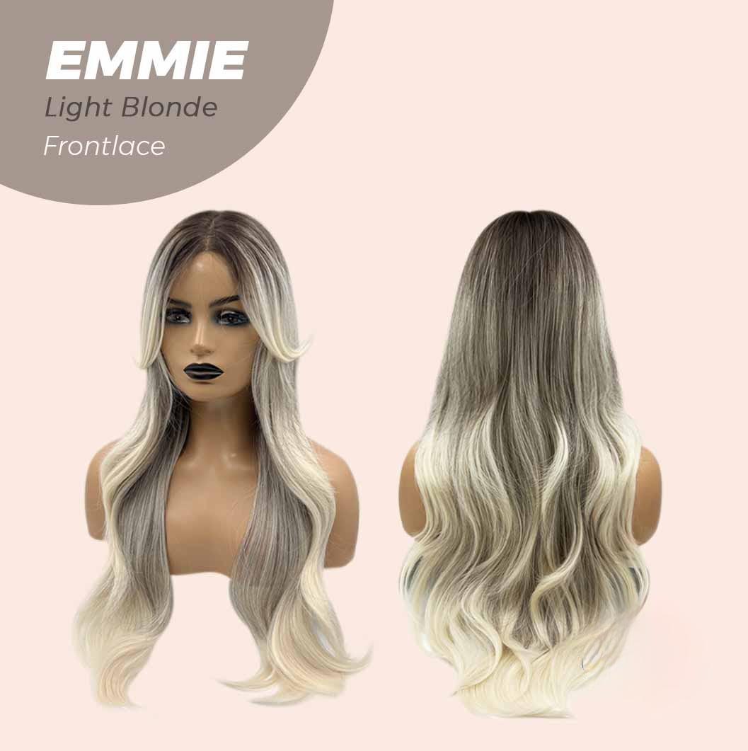 Nichole's Selection -26 Inches Curly Balayage Light Blonde With Dark Root Wig Pre-Cut Frontlace Glueless Wig EMMIE LIGHT BLONDE