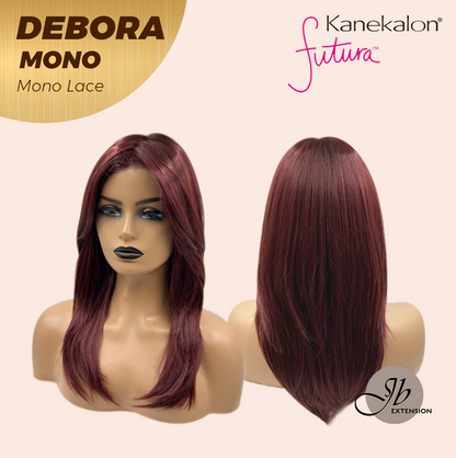 HOT OF SEASON - DEBORA MONO Monofilament Handmade Wig 6X5 Full Monofilament Hand Tied Top Wig 20 Inches Dark Red Mono Lace Wig With Anti-slip Silicone Strips Glueless Wig DEBORA MONO【BENDY EAR TABS】