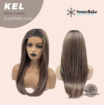 JBEXTENSION 22 Inches Pine Cones Pre-Cut Snowflake Lace Frontlace Glueless Wig KEL PINE CONES【PERMATEASE】【BENDY EAR TABS】- M/L