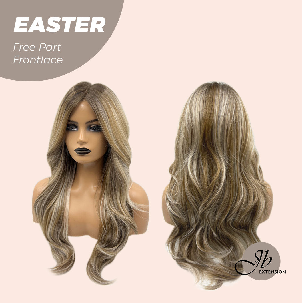 [FINAL SALE] JBEXTENSION 25 Inches Mix Blonde Curly Free Part Pre-Cut Frontlace Glueless Wig EASTER