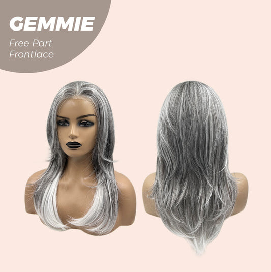 [FINAL SALE] JBEXTENSION 20 Inches Grey Pre-Cut Free Part Frontlace Glueless Wig GEMMIE