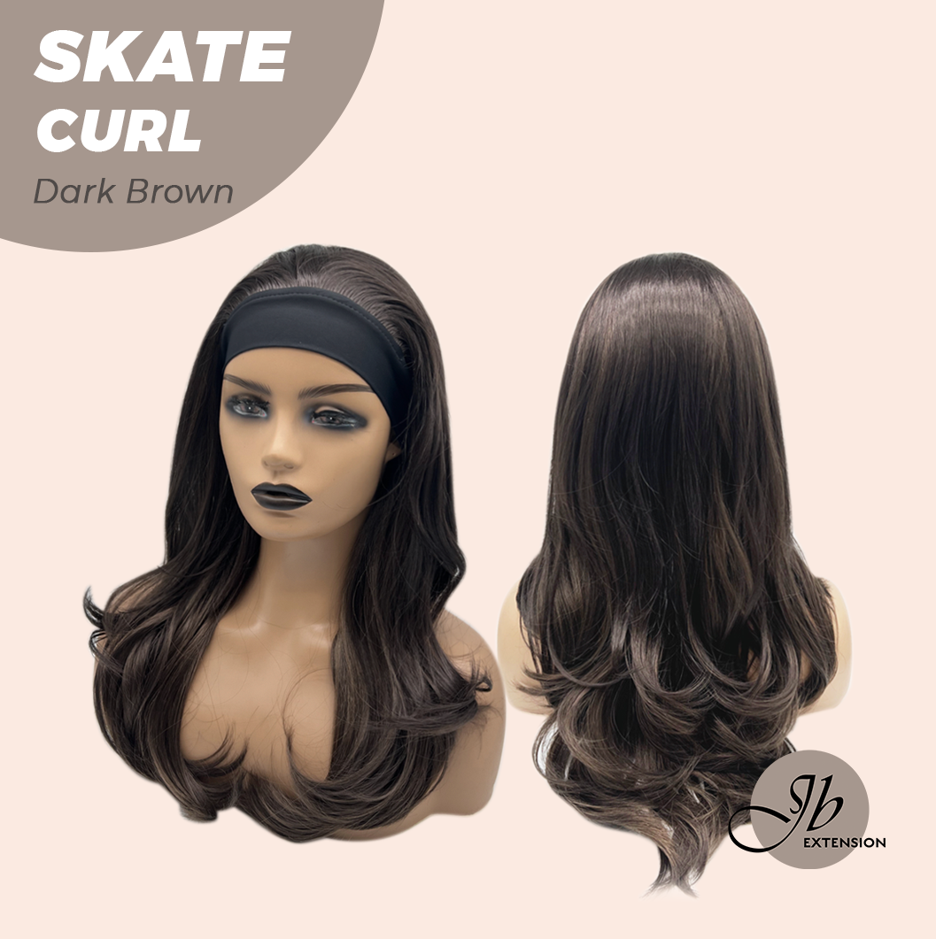JBEXTENSION 20 Inches Curly Hair Dark Brown Headband Wig SKATE CURL