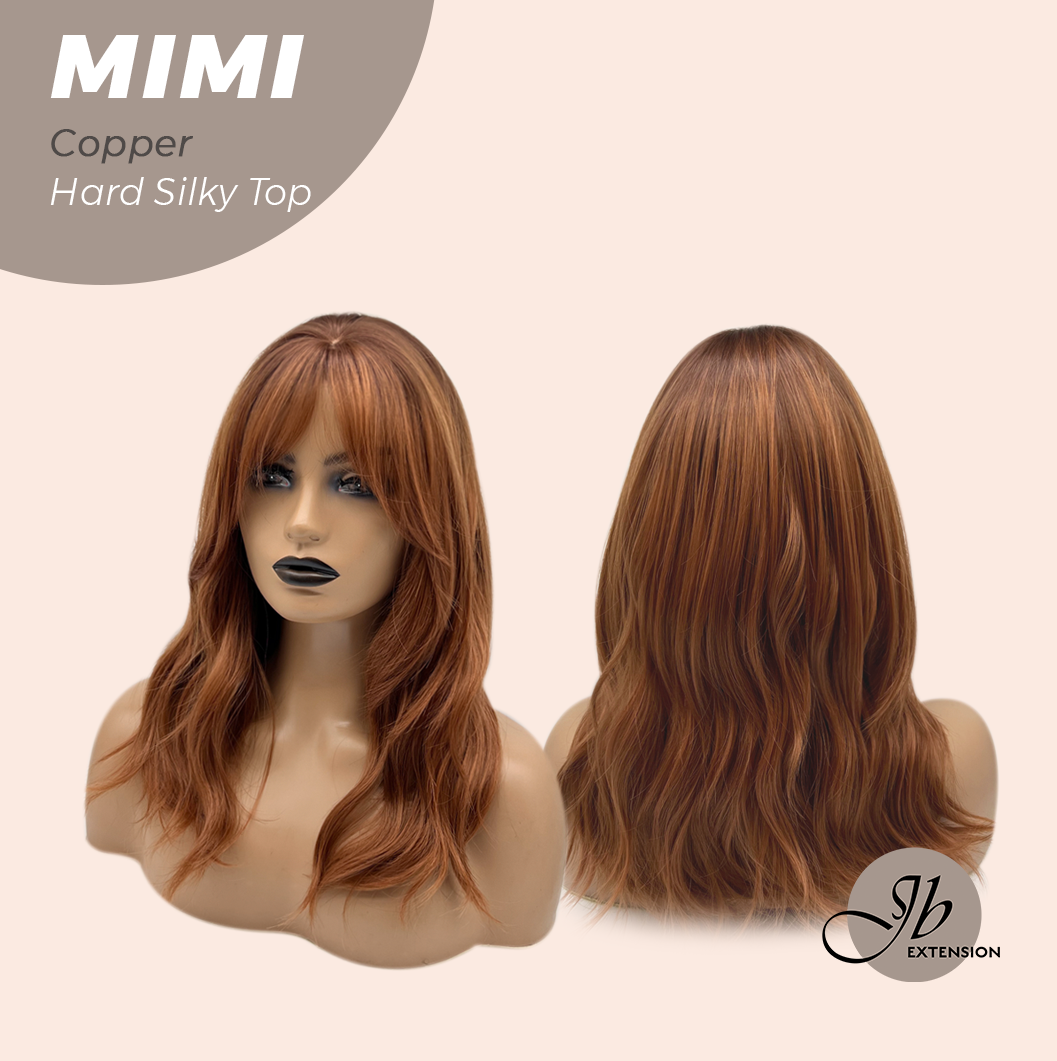 HOT OF SEASON - 16 Inches Scalpiana 3.5X4 Hard Silky Top Natural Scalp Effect Copper Body Wave Wig with Bangs Wig MIMI SILK TOP - COPPER