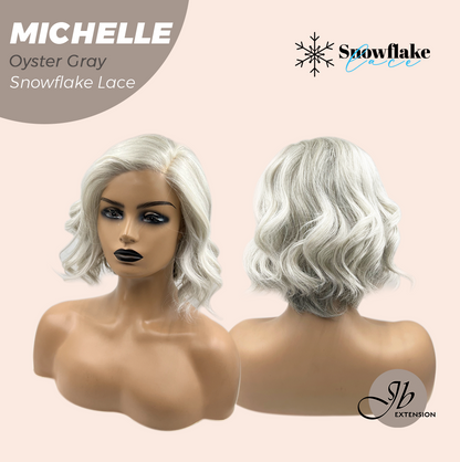 JBEXTENSION 10 Inches Oyster Gray Pre-Cut Side Part Snowflake Lace Frontlace Glueless Wig MICHELLE OYSTER GRAY【BENDY EAR TABS】