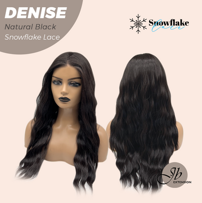 [FINAL SALE] JBEXTENSION 24 Inches Natural Black Wave Pre-Cut Snowflake Lace Frontlace Glueless Wig DENISE NATURAL BLACK【PERMATEASE】【BENDY EAR TABS】- S/M