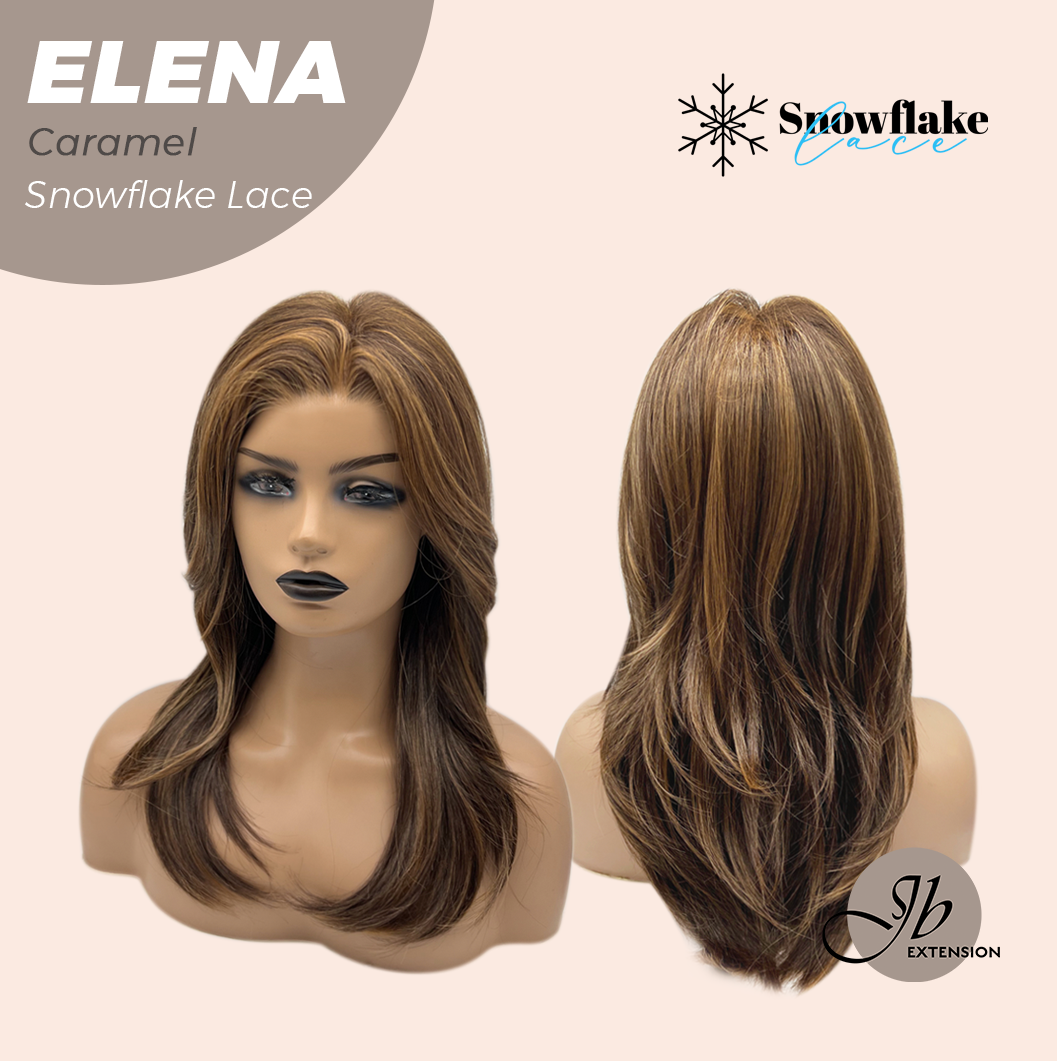 [FINAL SALE] JBEXTENSION 18 Inches Caramel Pre-Cut Snowflake Lace Frontlace Glueless Wig ELENA CARAMEL【PERMATEASE】【BENDY EAR TABS】- M/L