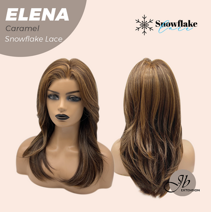 [FINAL SALE] JBEXTENSION 18 Inches Caramel Pre-Cut Snowflake Lace Frontlace Glueless Wig ELENA CARAMEL【PERMATEASE】【BENDY EAR TABS】- M/L